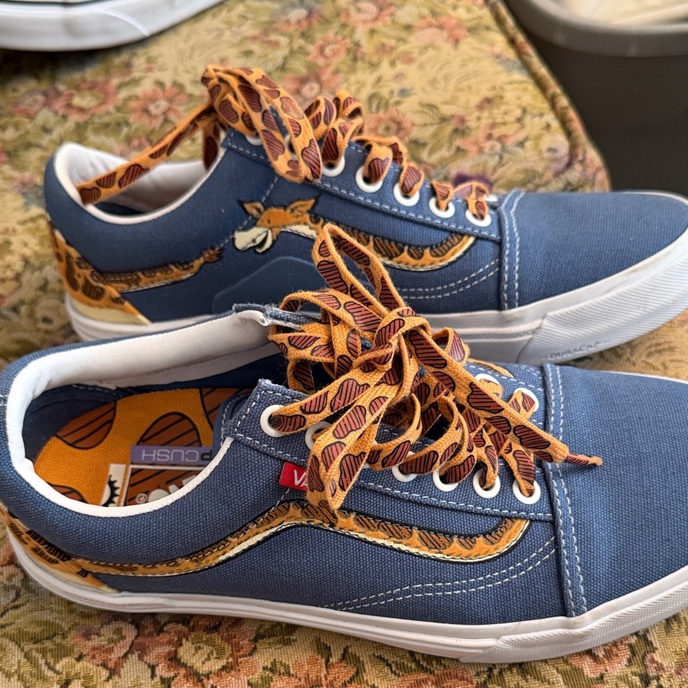 Vans Blue and Orange Patterned Men's Sneakers